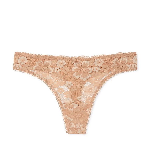 Victoria's Secret Body By Victoria Lace-Front Thong Panty Praline XL NEW - Picture 4 of 6